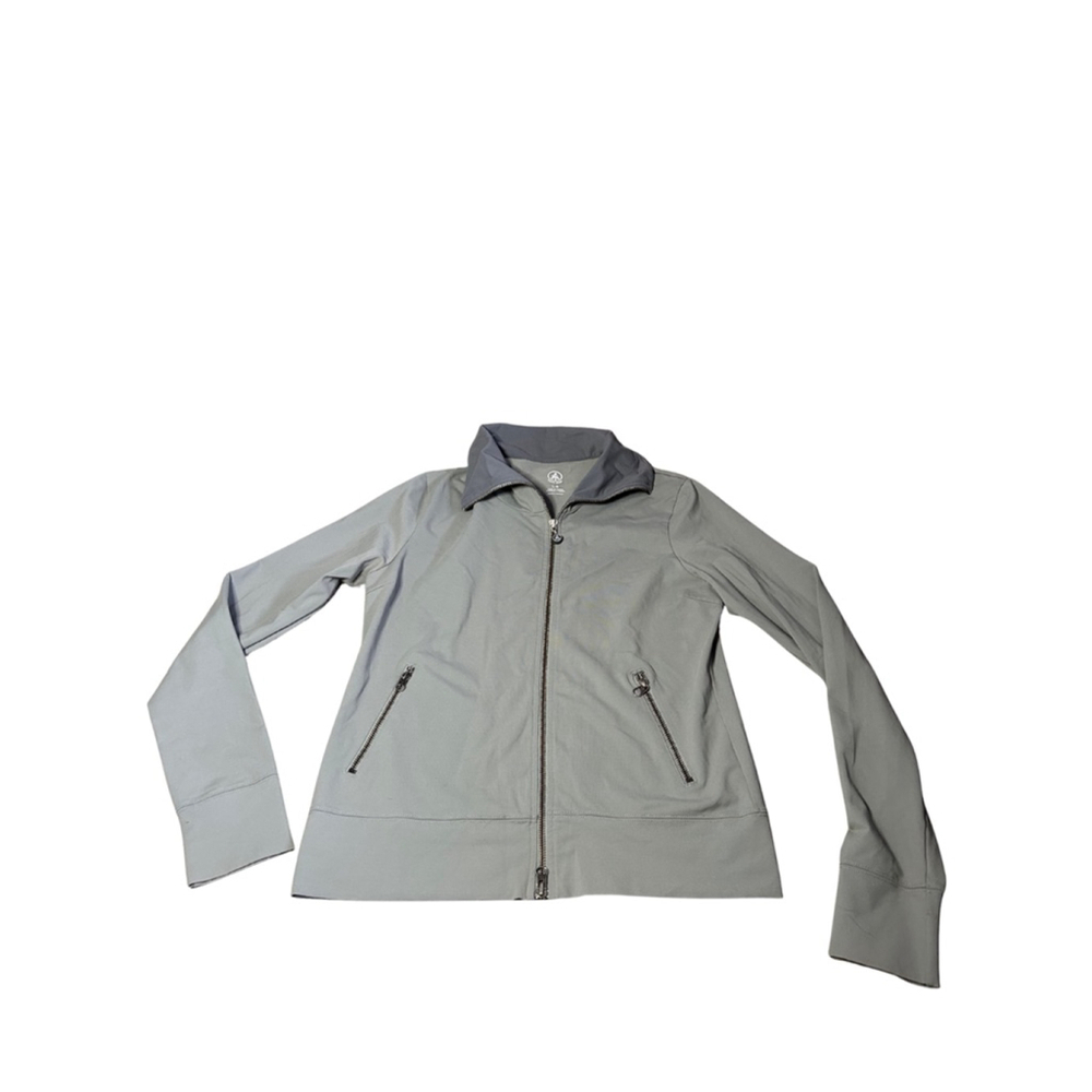 Women's Roots Yoga Gray Full Zip Jacket Sage Green Grey Size Large